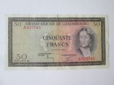 Rara! Luxemburg 50 Francs 1961,bancnota din imagini foto