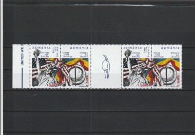 ROMANIA 2002 LP 1581b UNITI VOM INVINGE 2 SERII CU O VINIETA MNH NESTAMPILATE foto