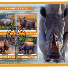 BURKINA FASO 2019 - Rinoceri /set complet - colita + bloc