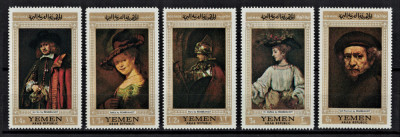 YEMEN 1968 - Picturi, Rembrandt / serie completa MNH (CV 9&amp;euro;) foto