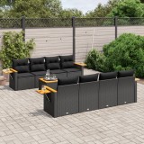 Cumpara ieftin Gossi set mobilier de gradina cu perne, 9 piese, negru, poliratan
