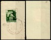 Ardealul de Nord 1945 Posta Salajului timbru 2P pe 1P pe fragment plic Simleu, Istorie, Stampilat