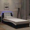VidaXL Cadru de pat cu LED, negru și alb, 100x200 cm, piele ecologică