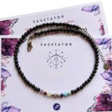 Colier la baza gatului cu 7 cristale si lava vulcanica pentru zodia Sagetator