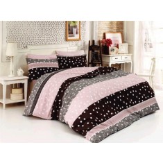 Lenjerie de pat pentru o persoana cu husa de perna dreptunghiulara, Bubble, bumbac ranforce, gramaj tesatura 120 g/mp, multicolor