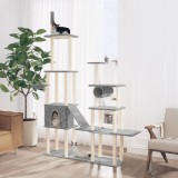 VidaXL Ansamblu pisici cu st&acirc;lpi din funie sisal, gri deschis, 279 cm