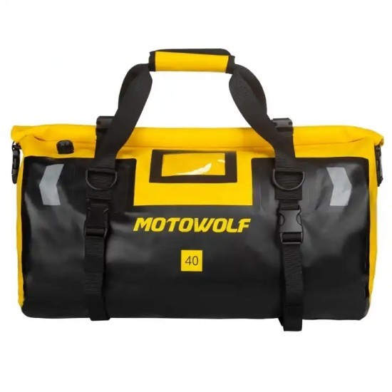 Geantă Moto Motowolf Multifuncțională și Impermeabilă cu Capacitate Mare, Ideală pentru Călătorii &icirc;n Aer Liber, 40L, Galbena