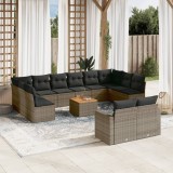 Gossi set mobilier de gradina cu perne, 13 piese, gri, poliratan