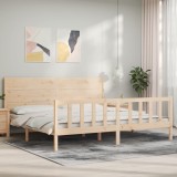 Cadru de pat cu tăblie Super King Size, lemn masiv