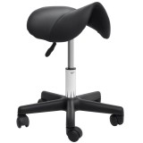 HOMCOM Scaun Rotativ cu Roți, Scaun pentru Coafor și Estetician cu &Icirc;nălțime Ajustabilă, Tapițat cu Piele Ecologică, 35x38x43-55 cm, Negru