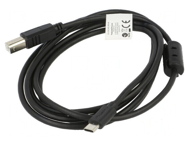 Cablu USB 2.0 USB B la USB C aurit 1,8m negru