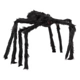 Decor Halloween, Păianjen Negru, Realist, Picioare Mari, Blană Groasă, 34x18x24cm