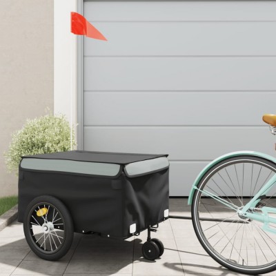 vidaXL Remorcă pentru biciclete, negru și gri, 45 kg, fier 94105 foto