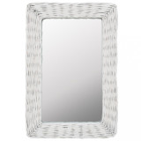Oglindă, alb, 40 x 60 cm, răchită, vidaXL