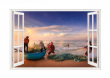 Cumpara ieftin Sticker decorativ, Fereastra 3D, Pescari, Vietnam, 85 cm, 587STK
