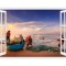 Sticker decorativ, Fereastra 3D, Pescari, Vietnam, 85 cm, 587STK