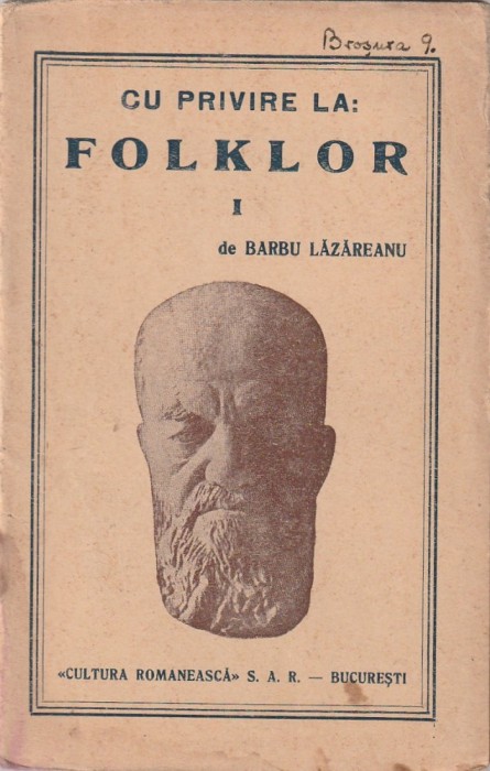 BARBU LAZAREANU - CU PRIVIRE LA FOLKLOR ( I SI II ) ( INTERBELICA )