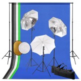 VidaXL Set studio foto cu lămpi, umbrele, fundal și reflector