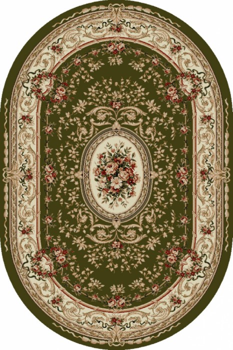 Covor Oval Model Lotos 568-310, Marime 80 x 150 cm, Verde, Inaltime Fir 8 mm, Antialergic, Polipropilena, Living, Dormitor, Sufragerie, Birou
