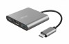 Hub USB-C Trust Dalyx, 3 Porturi (2x USB-C, 1x USB-A), HDMI 1.4, 5Gbps, Aluminiu Gri/Negru, Cablu 10cm, Alimentare USB, 5 Ani Garantie