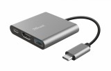 Cumpara ieftin Hub USB-C Trust Dalyx 3-in-1, 3 Porturi (USB-C, HDMI, USB-A), 4K, 100W, PD, Aluminiu, Gri