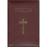 Biblia medie, 063, coperta piele, grena, cu cruce, margini aurii, repertoar