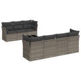 Cumpara ieftin Set canapele de gradina cu perne, 8 piese, gri, poliratan