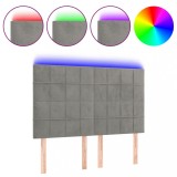 Cumpara ieftin Tablie de pat cu LED, gri deschis, 144x5x118/128 cm, catifea