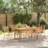 vidaXL Set de masă pentru grădină 7 pcs Bej Rattan poli