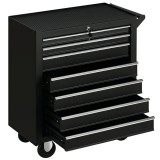 DURHAND Cărucior pentru Scule cu 7 Sertare și Tăvițe, Cărucior pentru Atelier cu &Icirc;ncuietoare, 69x33x75 cm, Negru | Aosom Romania