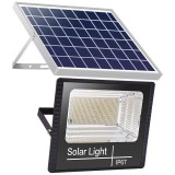 Proiector led/lampa solara de exterior flippy, 20 cm x 25 cm, rezistent la apa ip67, cu panou solar, 220 led smd, 100w, senzor de lumina, timer, cu te