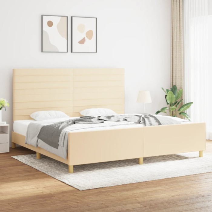 vidaXL Cadru de pat fără saltea, crem, 200x200 cm, textil 3125167