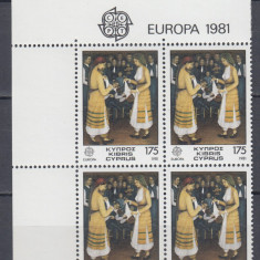 CIPRU CIPRU GREC 1981 EUROPA CEPT BLOC DE 4 TIMBRE MNH