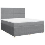 Cumpara ieftin Pat continental, gri deschis, 180x200 cm, material textil