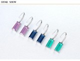 Cumpara ieftin Cercei din Argint 925 Lungi cu Cristal Dreptunghiular Verde si Tortita cu Zirconiu