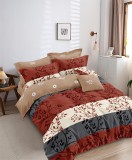 Cumpara ieftin Lenjerie de pat pentru o persoana cu husa elastic pat si fata perna patrata, Agate, bumbac mercerizat, multicolor