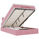 Cumpara ieftin Cadru de pat otoman cu saltea, catifea roz 120x200cm