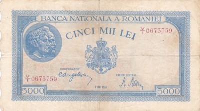 ROMANIA 5.000 lei 2 mai 1944 VF!!! foto