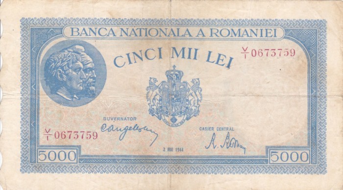 ROMANIA 5.000 lei 2 mai 1944 VF!!!
