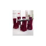 Cumpara ieftin Set 6 Huse pentru Scaun din Bumbac Rosu Bordeaux-HEP74