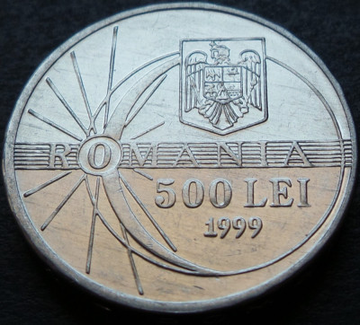 Moneda 500 Lei - ROM&amp;Acirc;NIA, anul 1999 * cod 3090 B = ECLIPSA UNC DIN SACULET BNR! foto