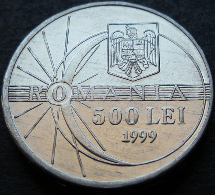 Moneda 500 Lei - ROM&Acirc;NIA, anul 1999 * cod 3090 B = ECLIPSA UNC DIN SACULET BNR!