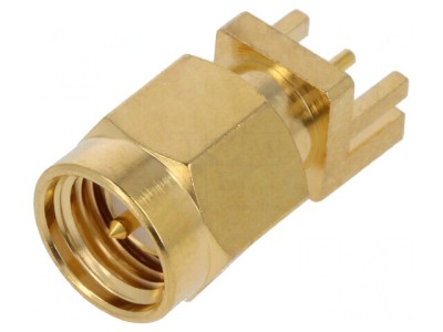 Conector SMA Tată Drept PCB PTFE Aurit foto