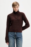 Tommy Jeans pulover din amestec de l&acirc;nă culoarea maro, călduros, cu guler, DW0DW21686