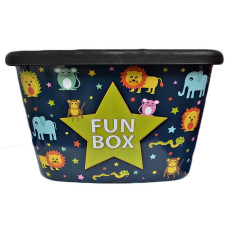 Cutie depozitare pentru copii , 50 litri, FUN BOX V2, multicolor cu animalute foto