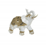 Elefant decor din rasina White Golden 22 cm x 9 cm x 19 cm, Inart