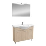 Set mobilier baie Leziter Ruben Prime 105 Stejar Sonoma cu oglinda CUBE, 53cm latime