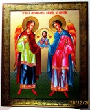 Cumpara ieftin Icoana ortodoxa mare Sf.Mihail si Gavril.H 40 cm.Lemn placat cu &quot;gold paper&quot;.