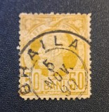Carol I of Romania (1889 - 1890 ) (50 Bani Portocaliu) -Vultur_cu Ștampilă "BRAILA 5 NOV-RO2