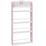 AIYAPLAY Bibliotecă pentru copii cu 4 niveluri, raft montat pe perete pentru cameră copii, cameră de joacă, living, roz | Aosom Romania